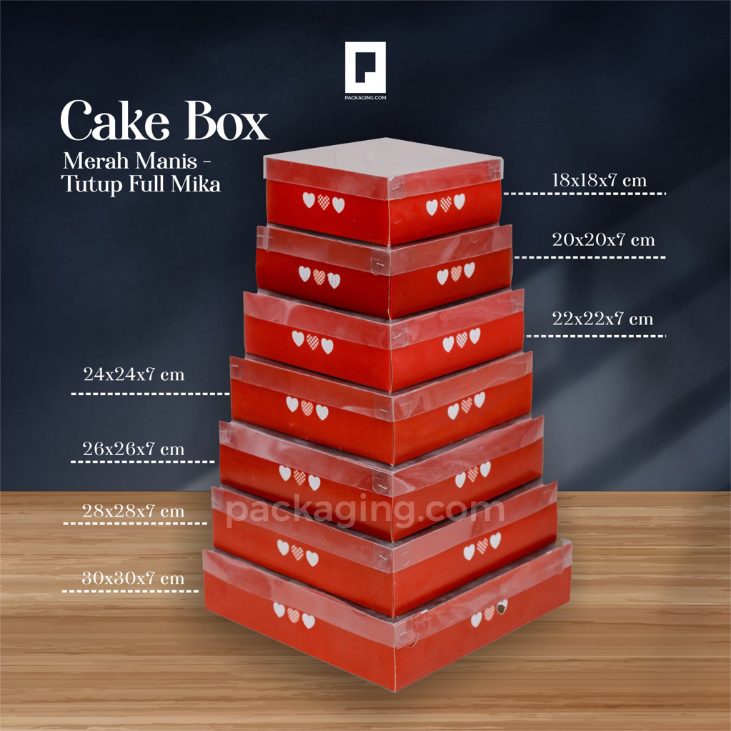Box Kue/Dus hampers/Dus Merah Manis Tutup Mika Tinggi 7