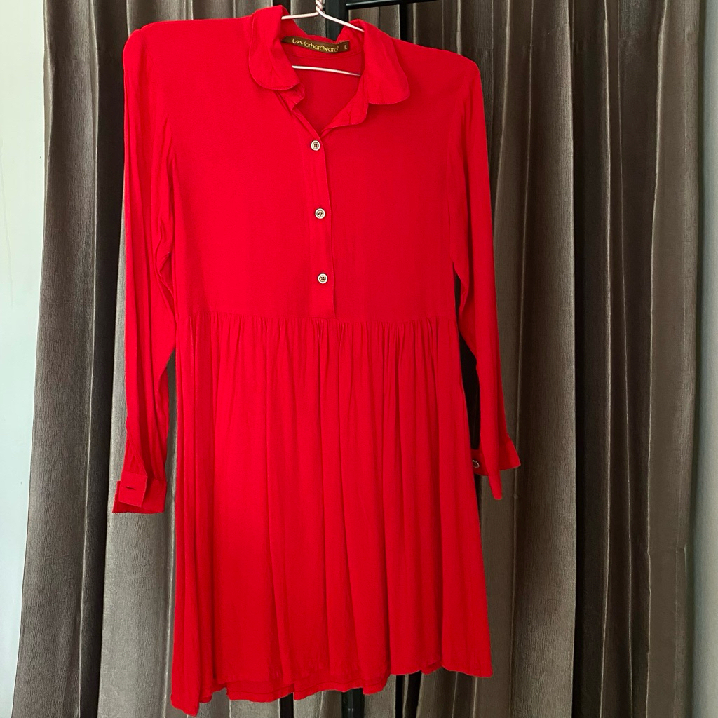 midi dress rayon Luna Maya LM for hardware - blouse merah