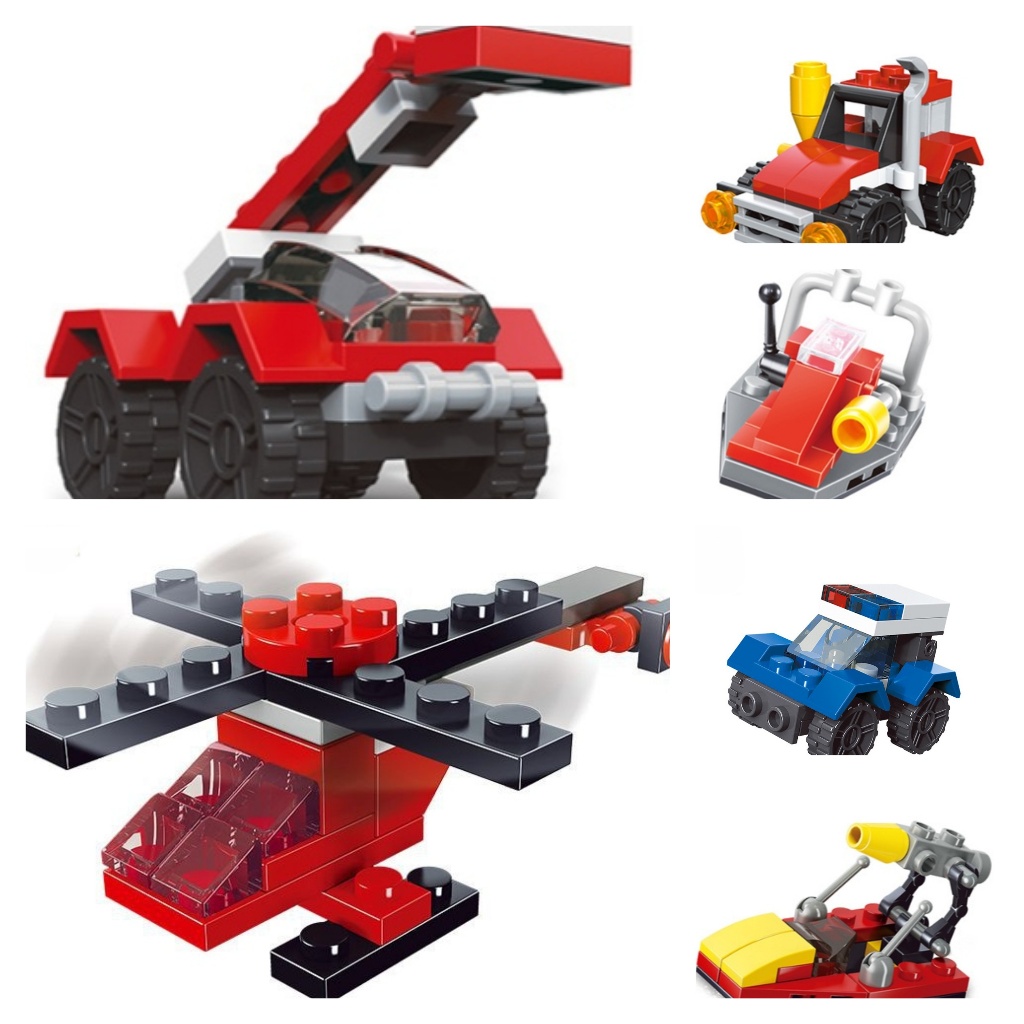 MAINAN BUILDING BLOCK KENDARAAN / BRICK MOBIL ANIMASI CAR POLICE FIRE DEPARTMENT / BALOK BLOK ANAK K