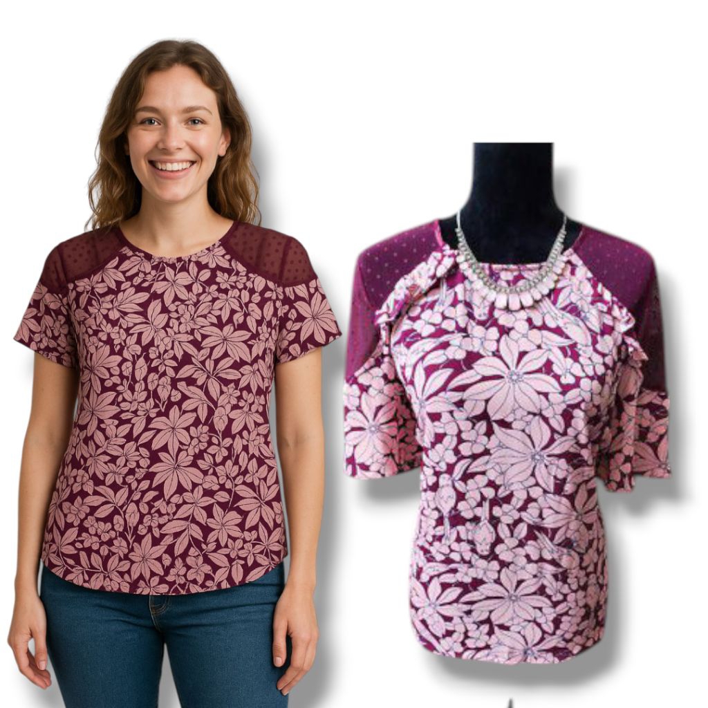 Blouse Wanita Chiffon Floral – Attention Branded