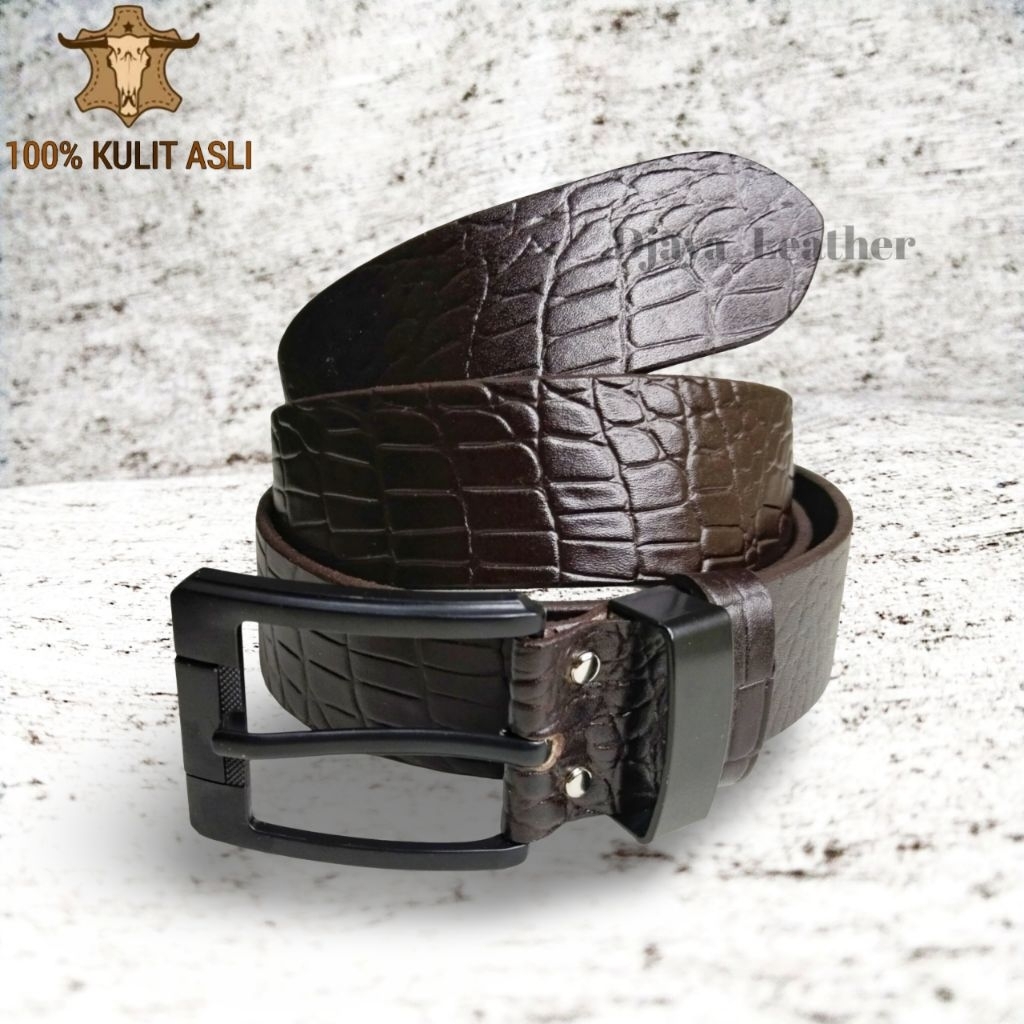 Sabuk Ikat Pinggang Pria 100% Original Kulit Asli Motif Buaya