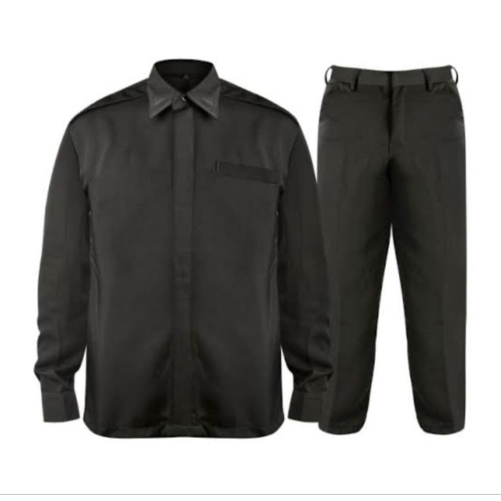 SERAGAM SAFARI P3 HITAM LENGAN PANJANG KANCING TUTUP/BAJU SATPAM P3 HITAM LENGAN PANJANG/SETELAN SAT