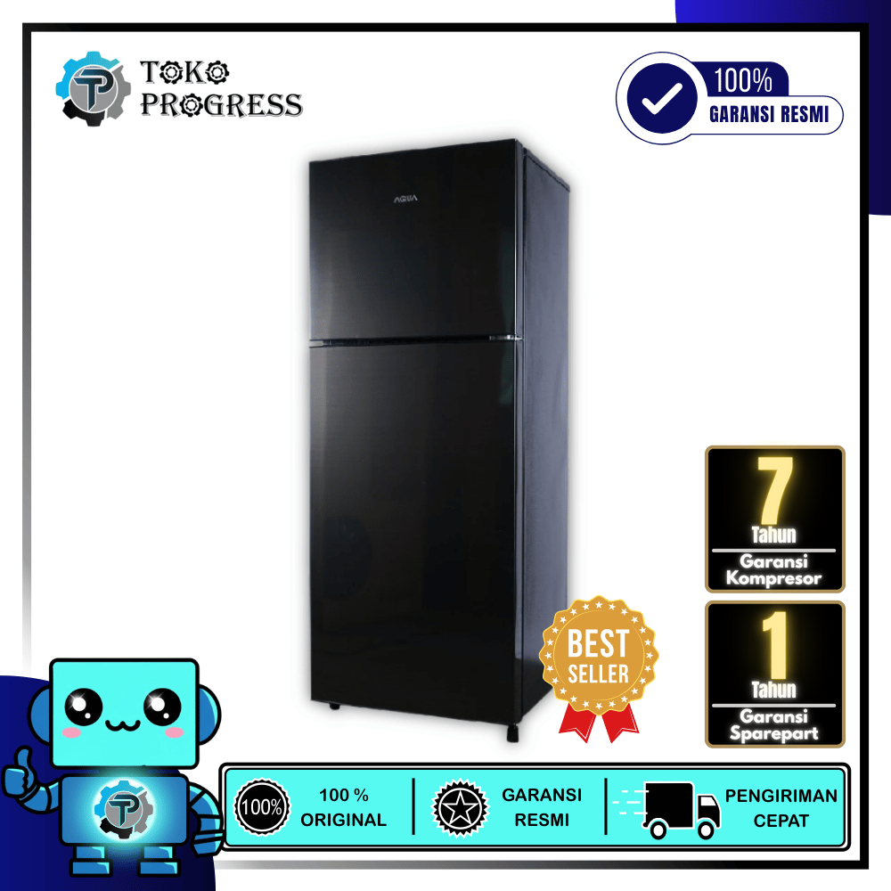 KULKAS 2 PINTU AQUA AQR-D251 LOW WATT TANPA BUNGA ES