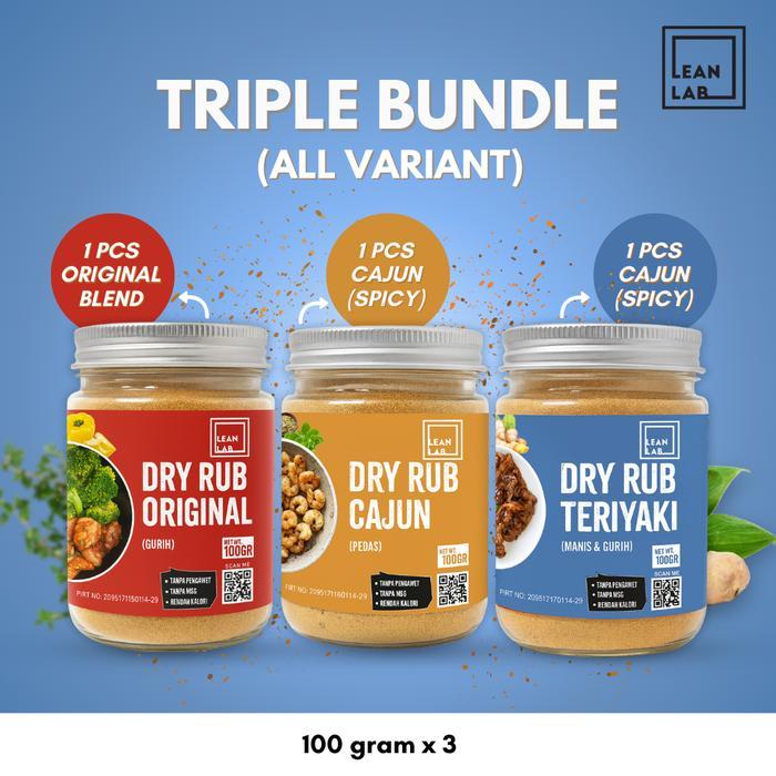 

Bumbu Masak Dry Rub Leanlab Marinasi Rendah Kalori 100g x3 Lean Lab (Original/Cajun/Teriyaki)