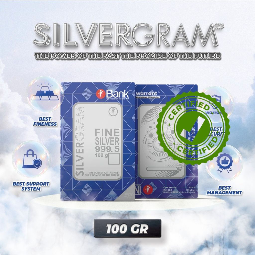 Perak Batangan Murni Silvergram FINE SILVER 100 gram