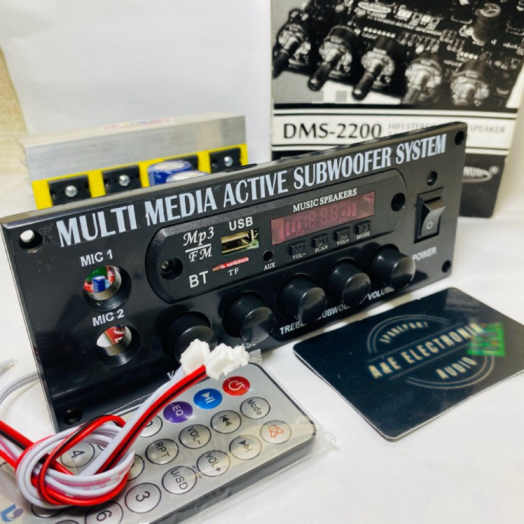 Kit Power Amplifier + mp3 Speaker Aktif Stereo 300watt Plus Panel DMS 2200