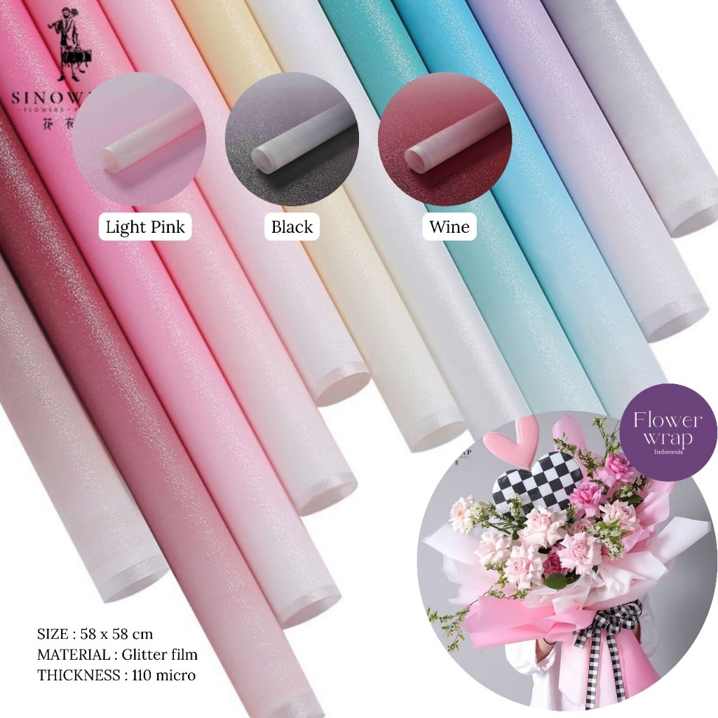 

Cellophane Flower wrapping paper varian Glitter premium paper florist kertas buket bunga Glitter premium