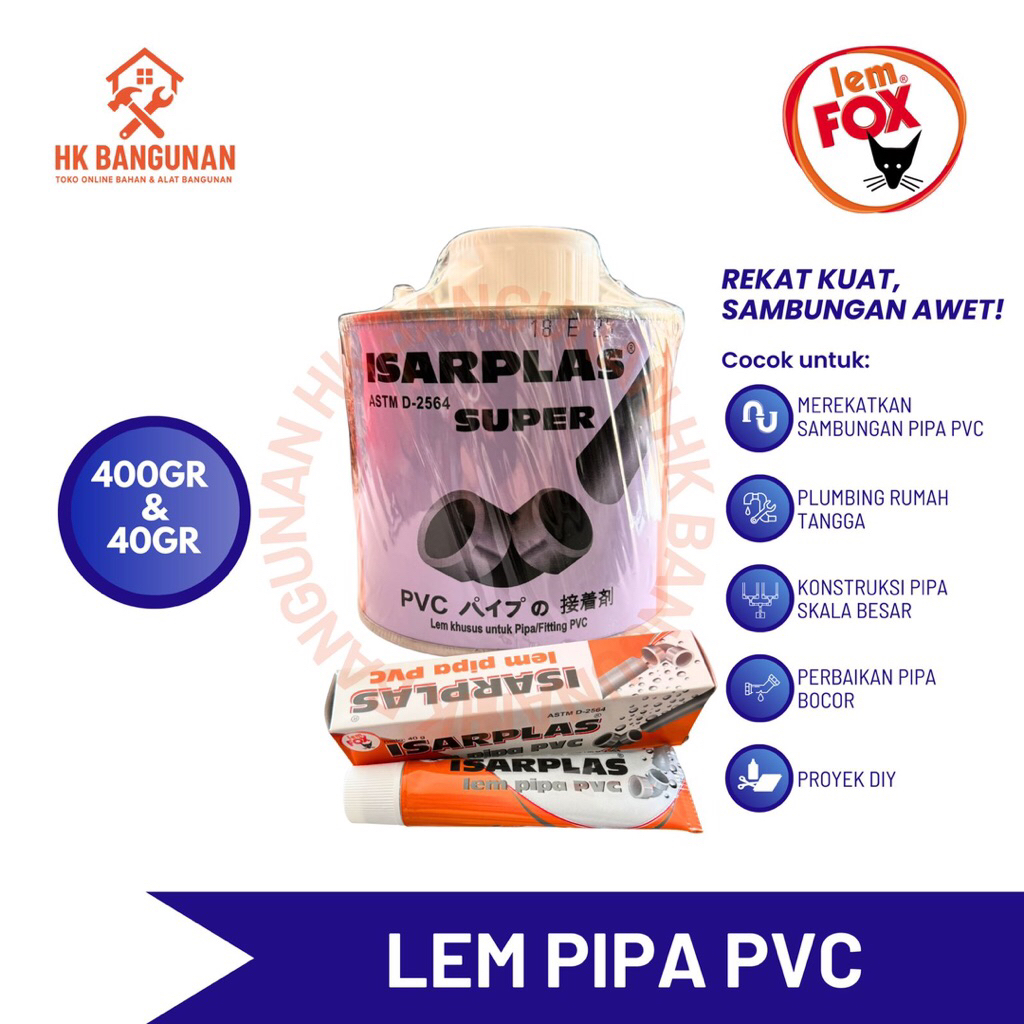 Lem Pipa PVC Isarplas/ Lem Paralon Isarplas - 40gr & 400gr