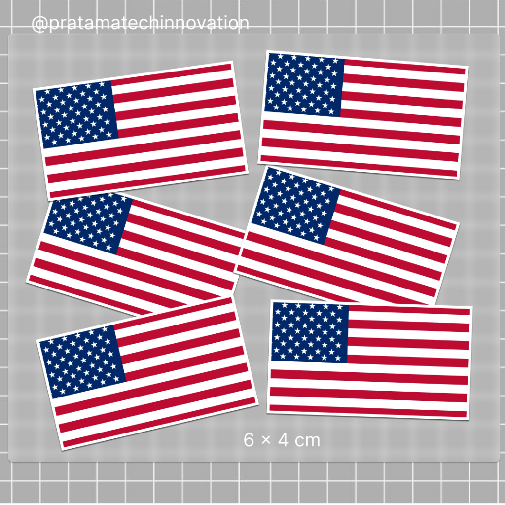 

Stiker Bendera Amerika Vinyl Glossy Premium Tahan Air 6x4 cm