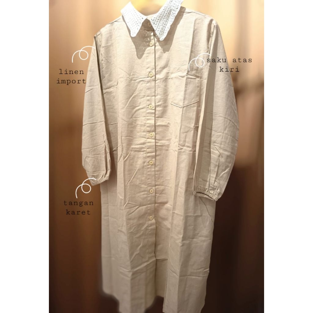 [RANARA] Irene Tunic Linen Premium | Latte