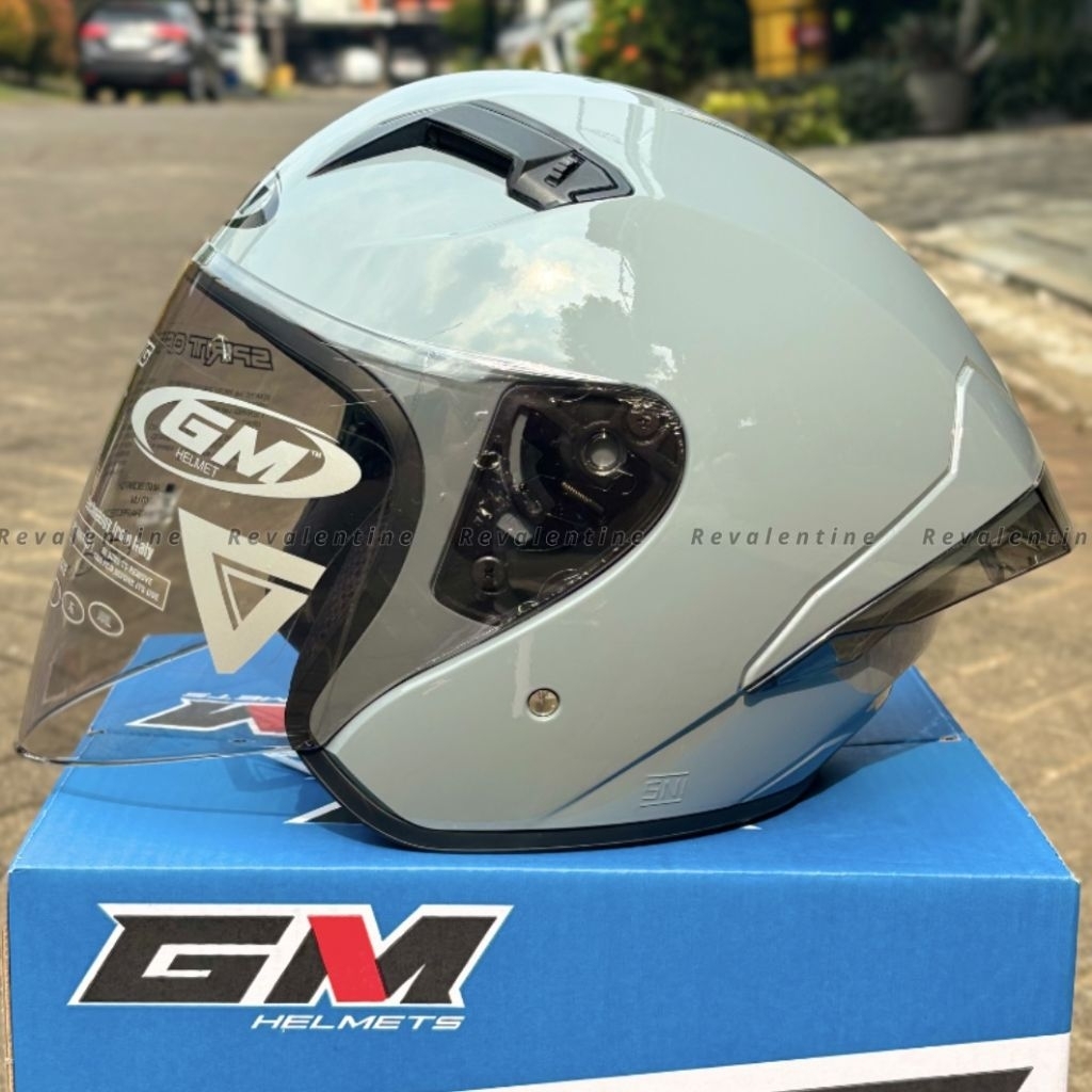 GM G2 SOLID DIMGREY ORIGINAL | HELM MOTOR HALF FACE GII POLOS ABU GLOSSY ORI SNI