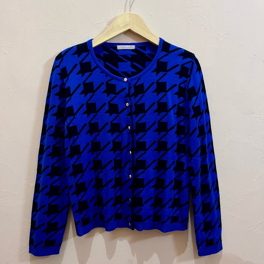 houndstooth knit cardigan