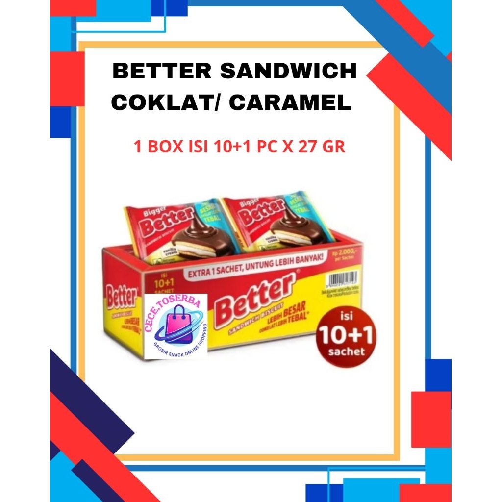 

Better Sandwich Biskuit Vanila / Coklat Cream 10 pcs x 27 Gr