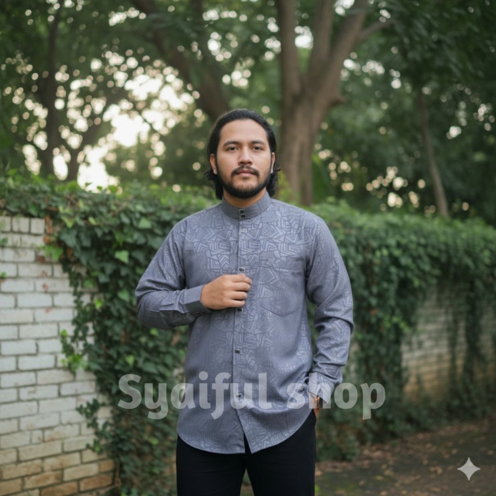 (COD) Baju Koko Baju Kemeja BAHAN KATUN KEMKO KH HUSUS SIZE JUMBO