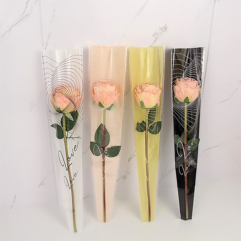 

50 Lembar Plastik Bunga Mawar 1 tangkai Wrapping Plastik untuk Mini Buket ROSE SF09