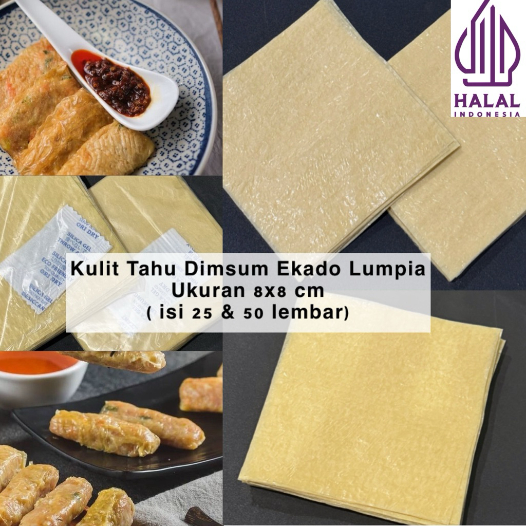 

Kulit Tahu Dimsum ekado | Kulit Tahu ukuran 8x8cm isi 25 50 lembar
