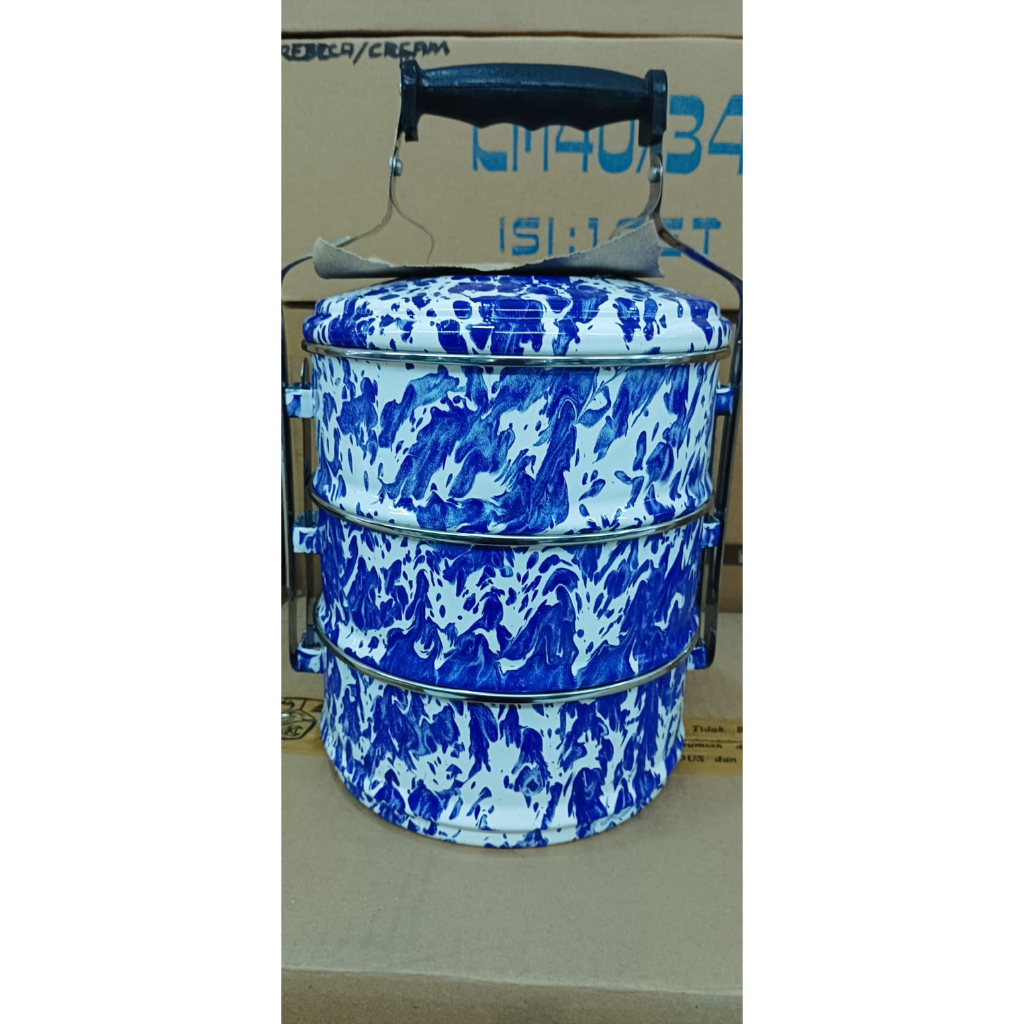 Rantang Enamel Susun 3/18 Blirik Biru