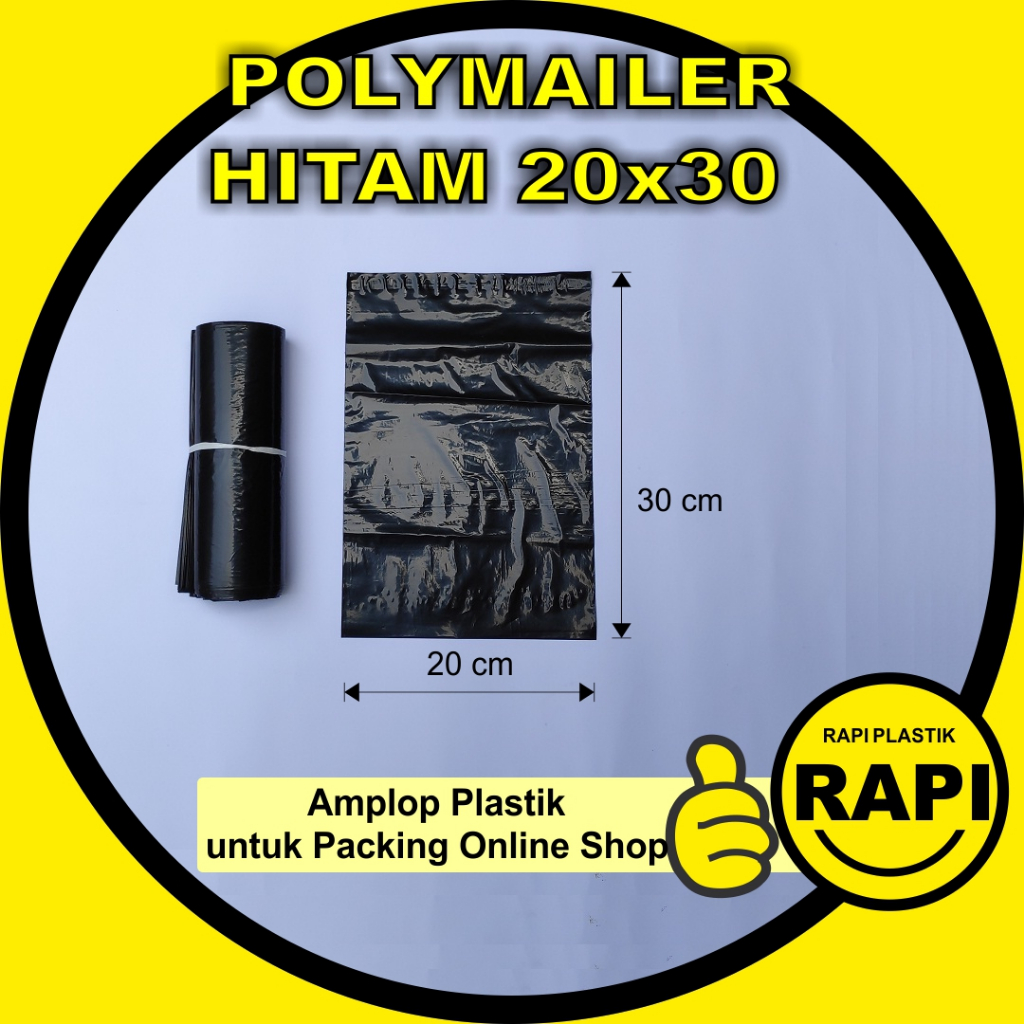 Polymailer Hitam 20x30 utk Kantong Plastik Olshop Plastik Packing Olshop