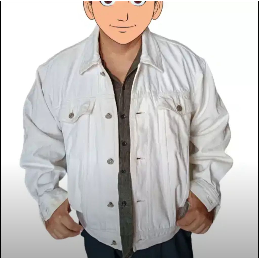 jaket jeans putih tebal Bang bang