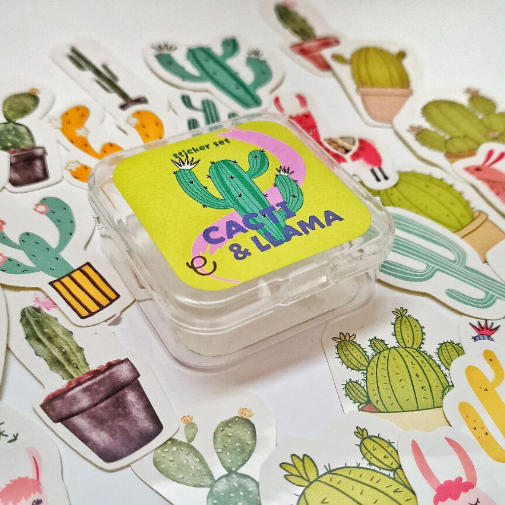 

[ELAVO] Cactus & Llama Sticker Deco Stiker Aesthetic DIY Scrapbook Jurnal Dekorasi