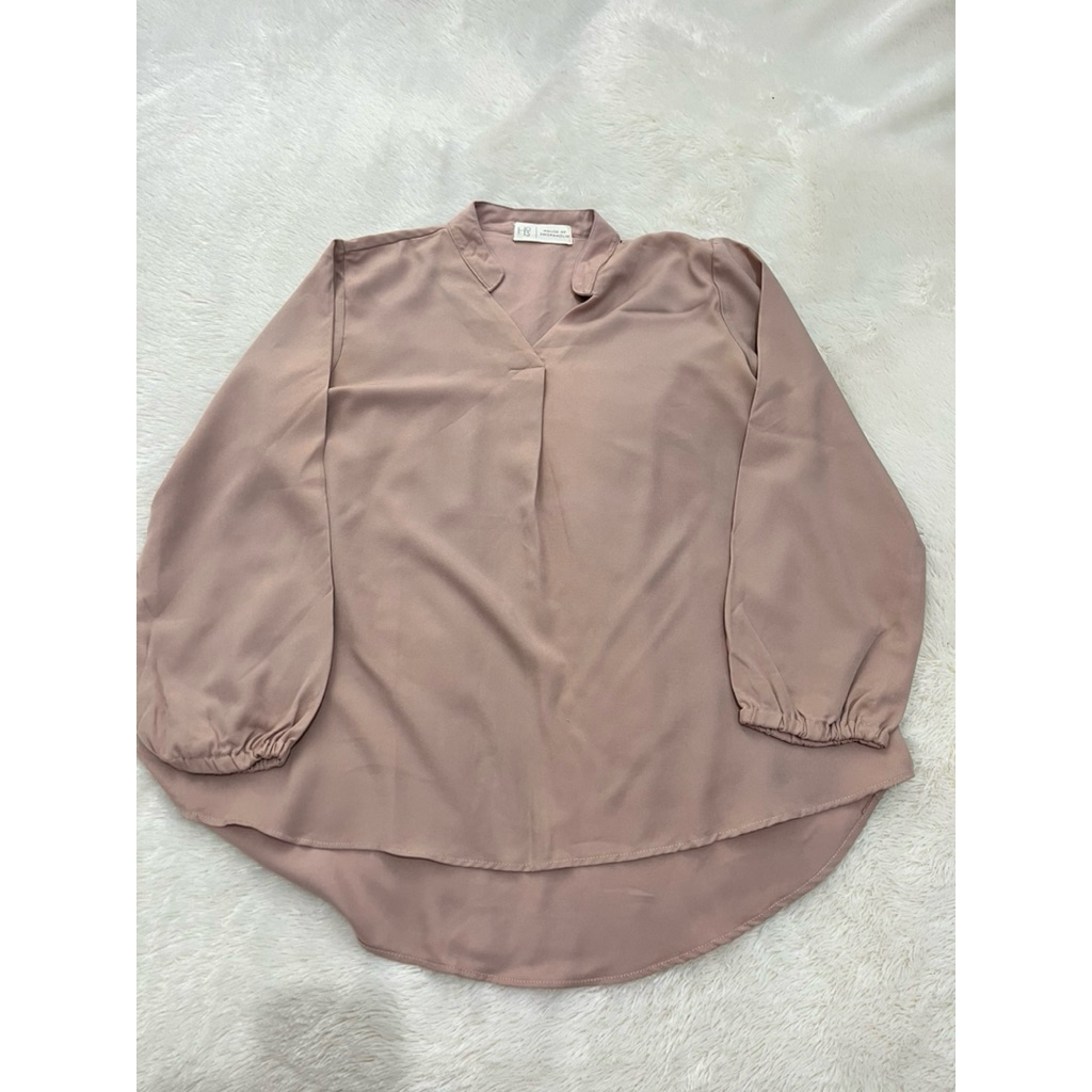 Preloved Hosofshopaholic blouse polos wanita dusty pink long back