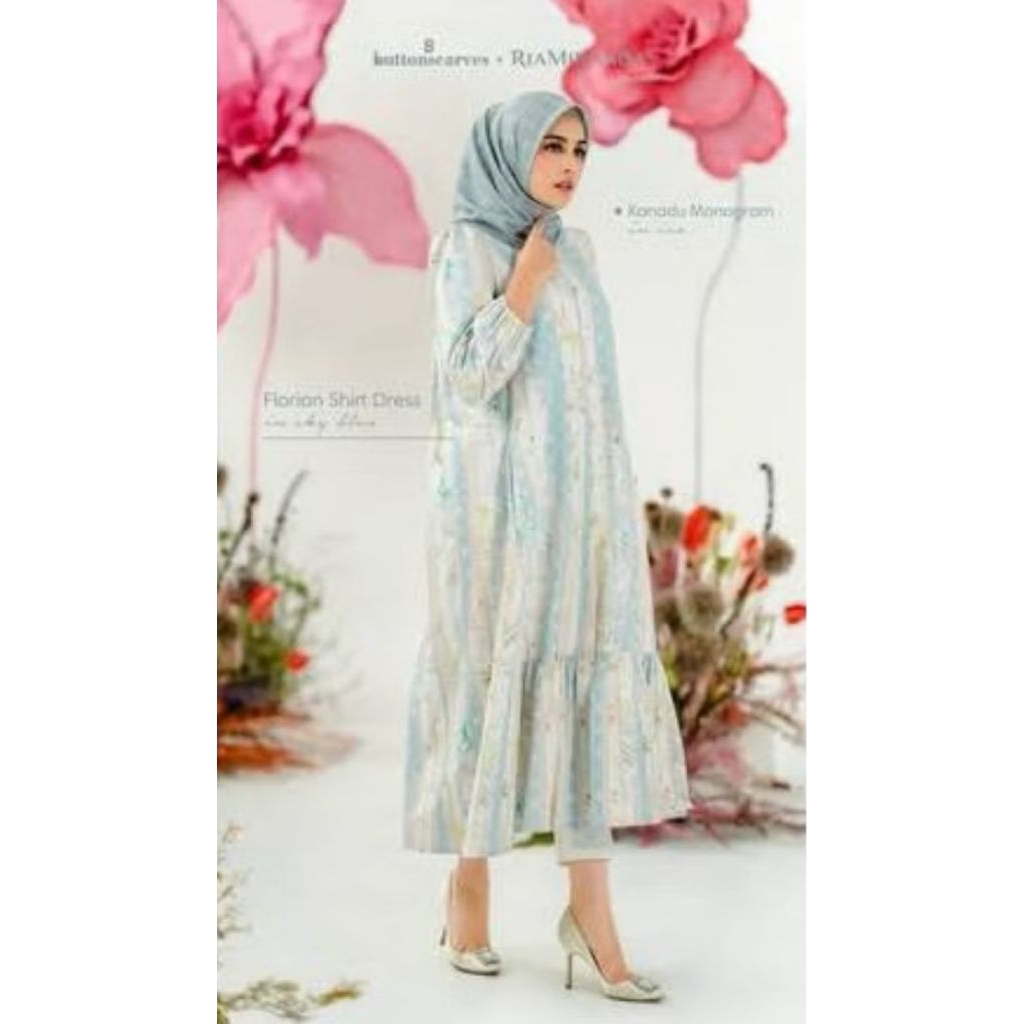Florian Shirt Dress Sky Blue Buttonscarves x ria miranda uk L