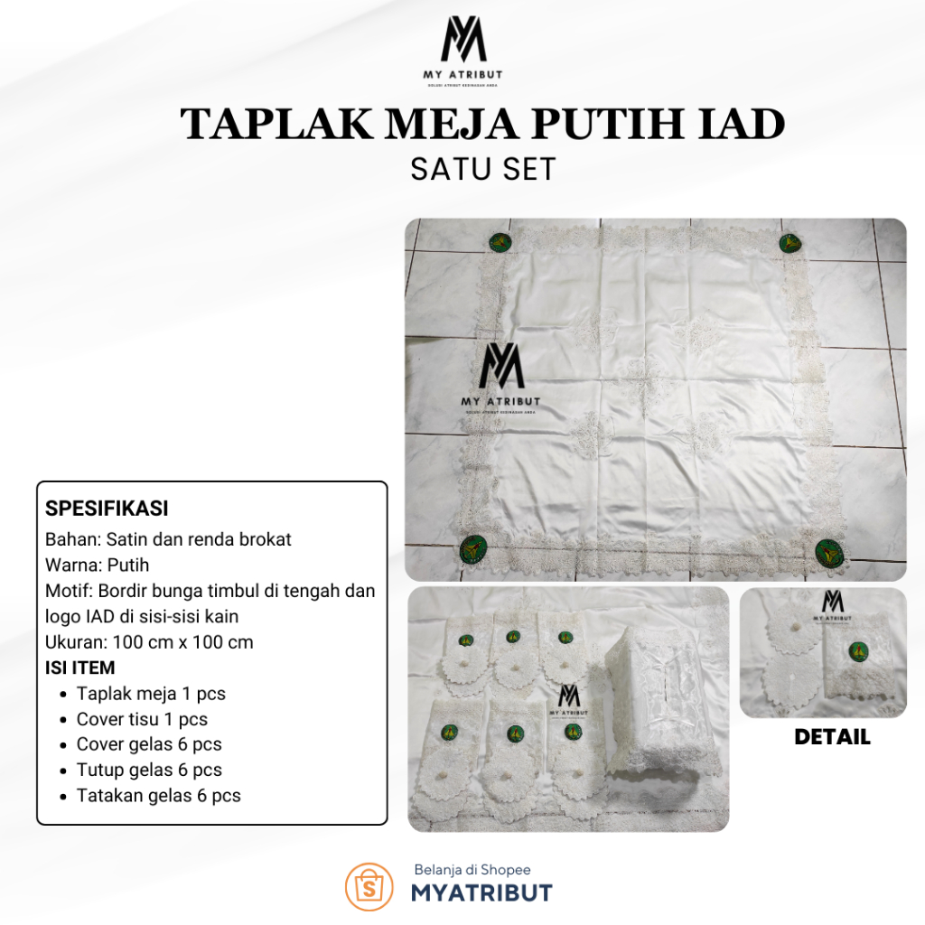 Taplak Meja Logo IAD warna Putih 1 set | Atribut IAD Kejaksaan RI