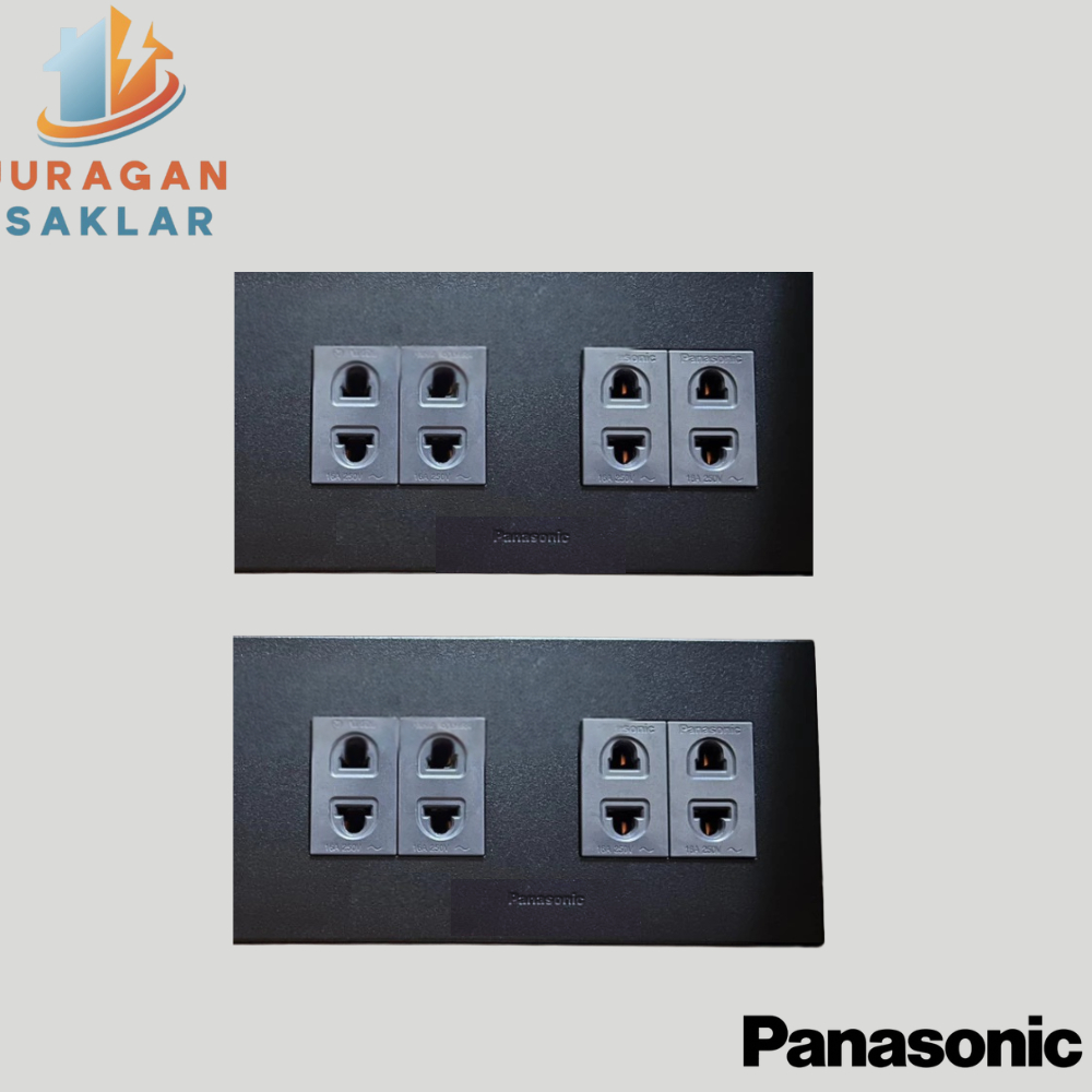 PANASONIC STOPKONTAK STOP KONTAK UNIVERSAL 4 GANG HITAM BLACK MINIMALIS