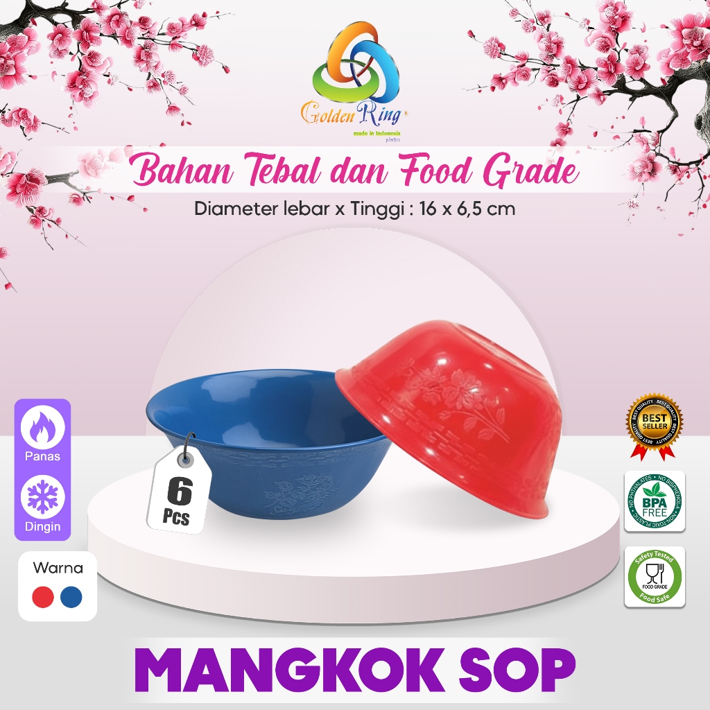 (6 PCS) MANGKOK SOP/Mangkok Plastik / Mangkok Bakso / Mangkok Lusinan