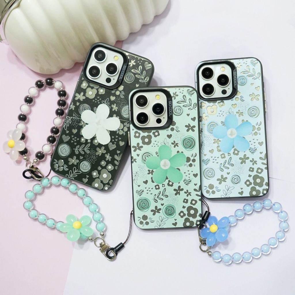 [IMC-07] Case HP Hologram Flower + Phone Strap For Oppo A5X A3X A60 A5i A5 PRO Reno 13F 12F 12 5G 11