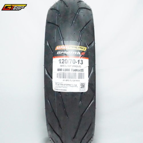BAN ASPIRA PREMIO SPORTIVO 2 120/70-13 BAN NMAX ADV 150 160 UKURAN 120/70-13 MEDIUM COMPOUND PRODUKS
