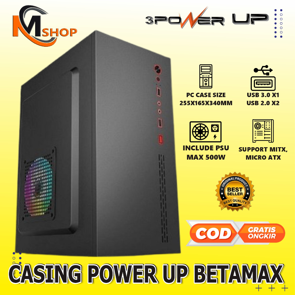 Casing / Case PC Standard Front USB 3.0 Micro ATX Include PSU 500 Watt Murah