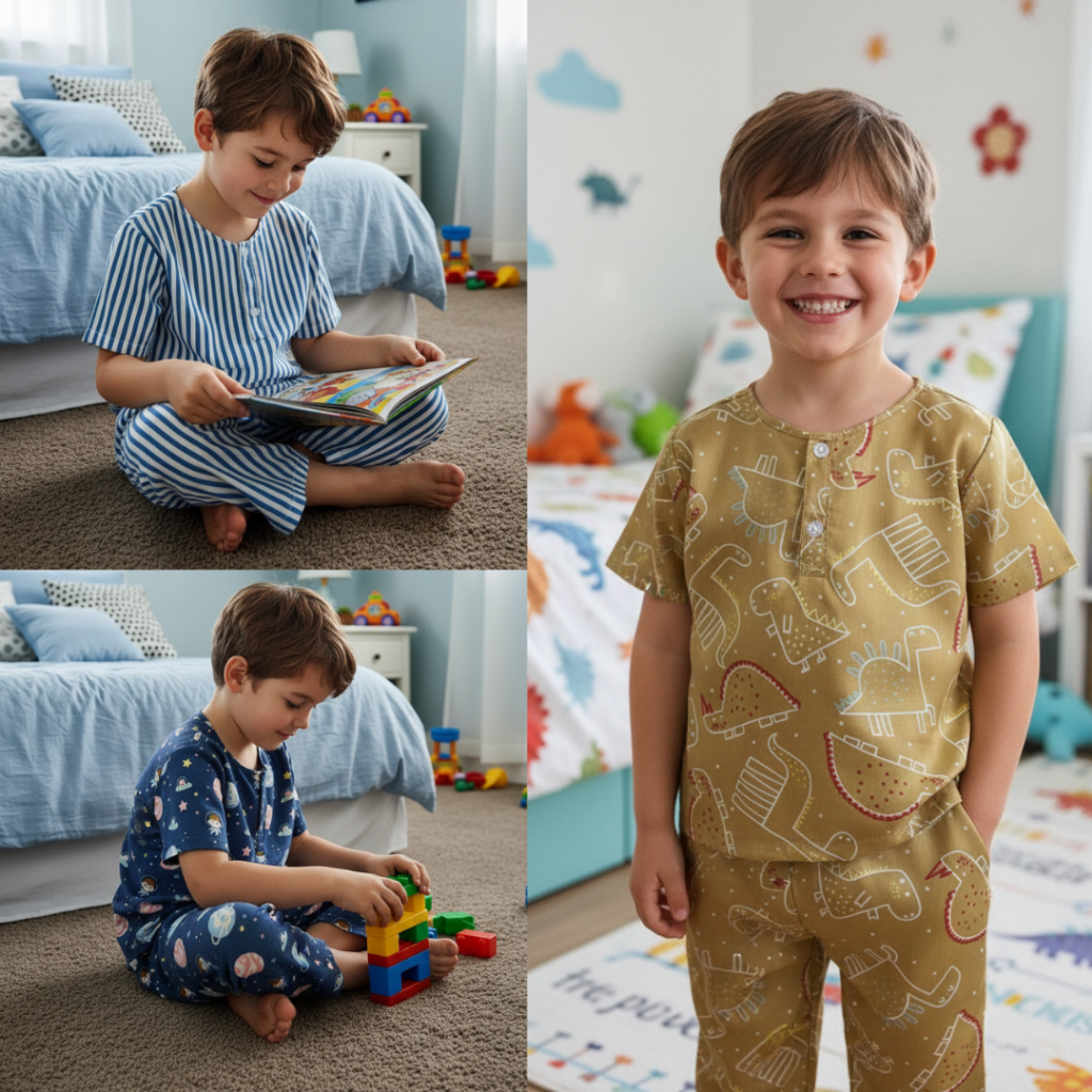 Dikala - Setelan Anak Celana Panjang Piyama Pajamas Baju Tidur katun Rayon Unisex Laki-Laki Perempua