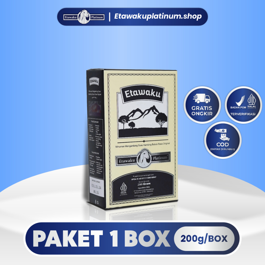 

Etawaku Platinum Asli - Susu Kambing Bubuk Provit 3x Atasi Masalah Gangguan Pernafasan Isi 200 Gram Etawaku Store Surabaya