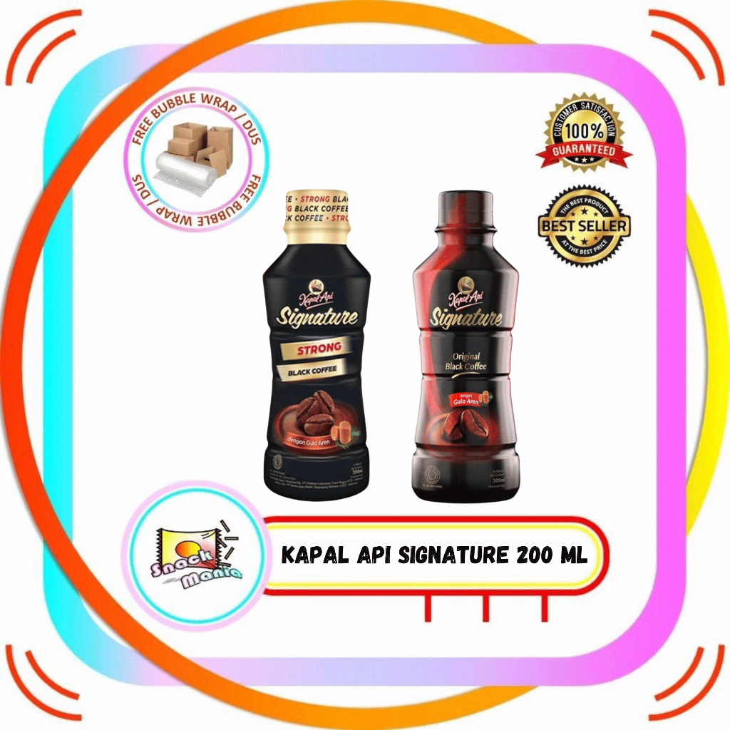 Kapal Api Signature Original Black Coffee Dan Strong ~ 200 ml  Botol Kopi Gula Aren Kopi Hitam