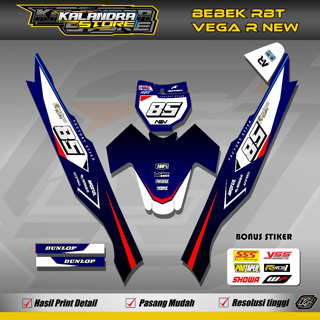 Stiker Dekal RBT Bebek Vega R New Jupiter Full Body Striping Bebek Modifikasi Vega R New KS02