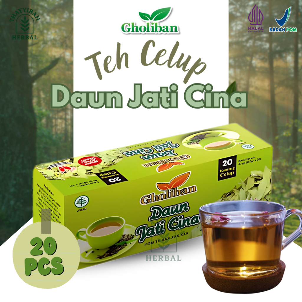 

Teh Celup Daun Jati Cina Gholiban 20 Pcs Teh