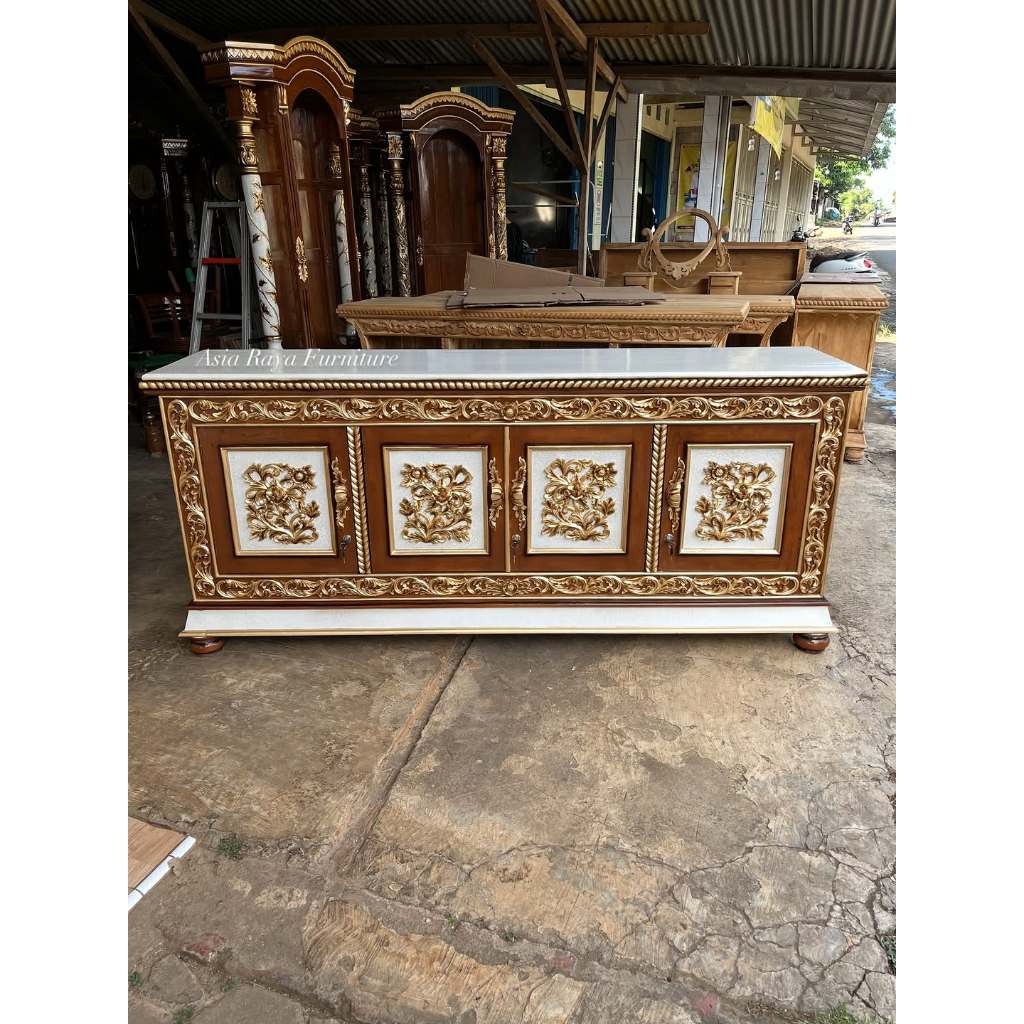 Buffet TV Ukiran Mewah Kayu Jati