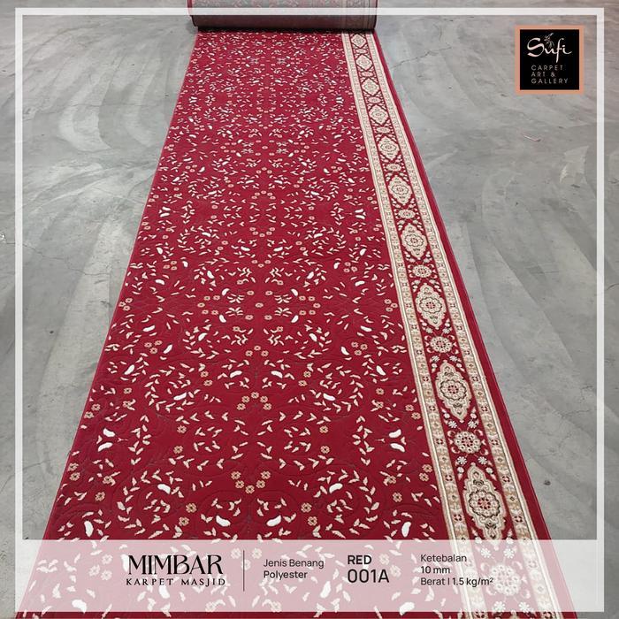 Karpet Masjid / Sajadah Masjid Meteran Design Turki Mimbar 001A Merah/Red