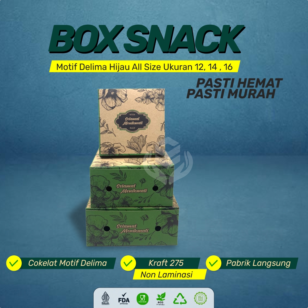 Dus Snack 12x12 12x14 12x16 Dus Kue Roti Cemilan Nasi Makanan Dus Snack Box Motif