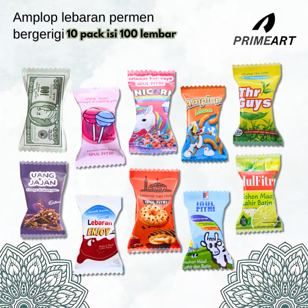 

Amplop Lebaran 2026 Bergerigi 10 Pack isi 100 Lembar Bahan Kertas Glossy AP 85gsm Ukuran 6cm x 10cm