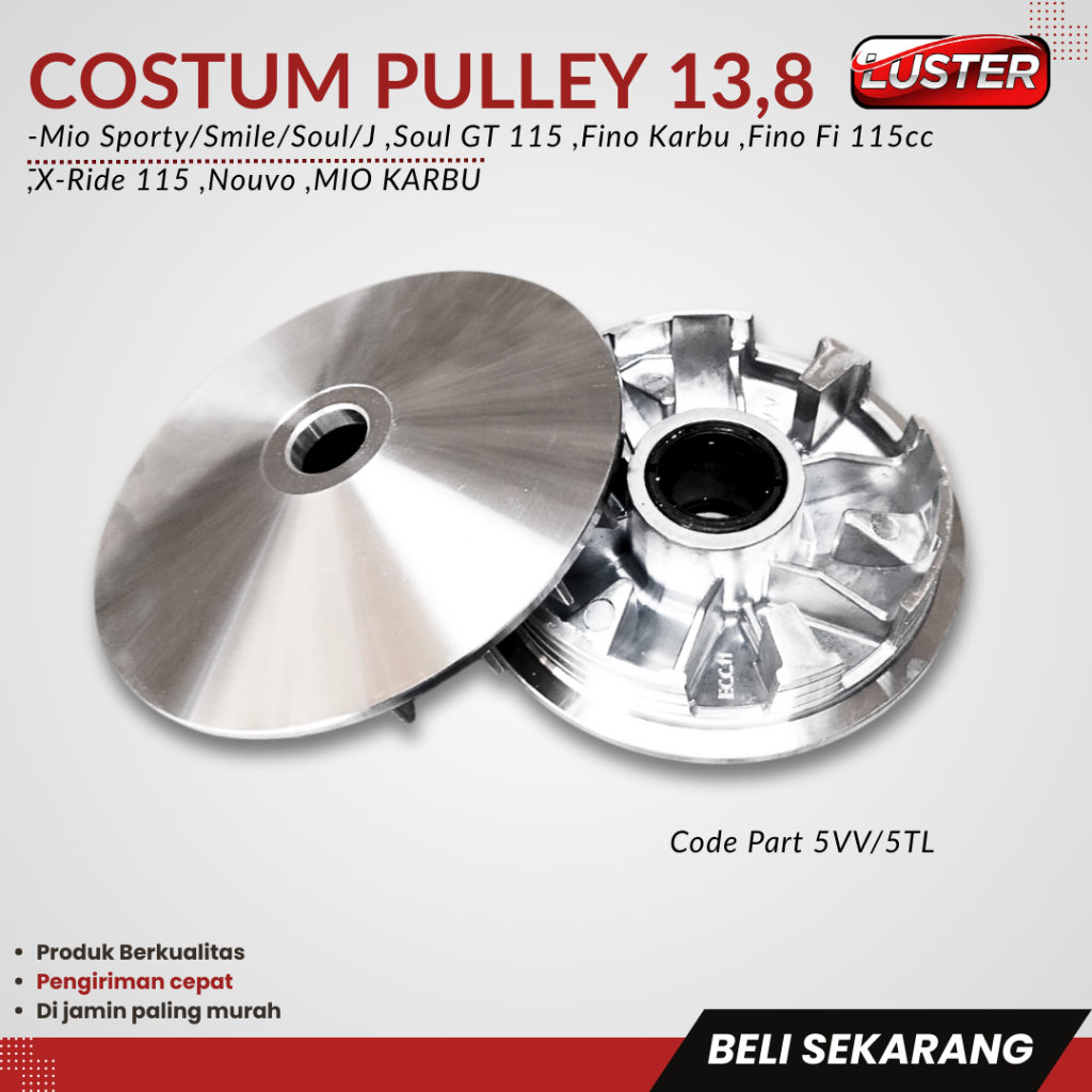PULLEY MIO BUBUT 13`8 MIO 5VV/2SX RUMAH ROLLER MIO M3/Z/S/FAZZIO/SOUL/DLL PULLEY BUBUT 13`8 CUSTOM