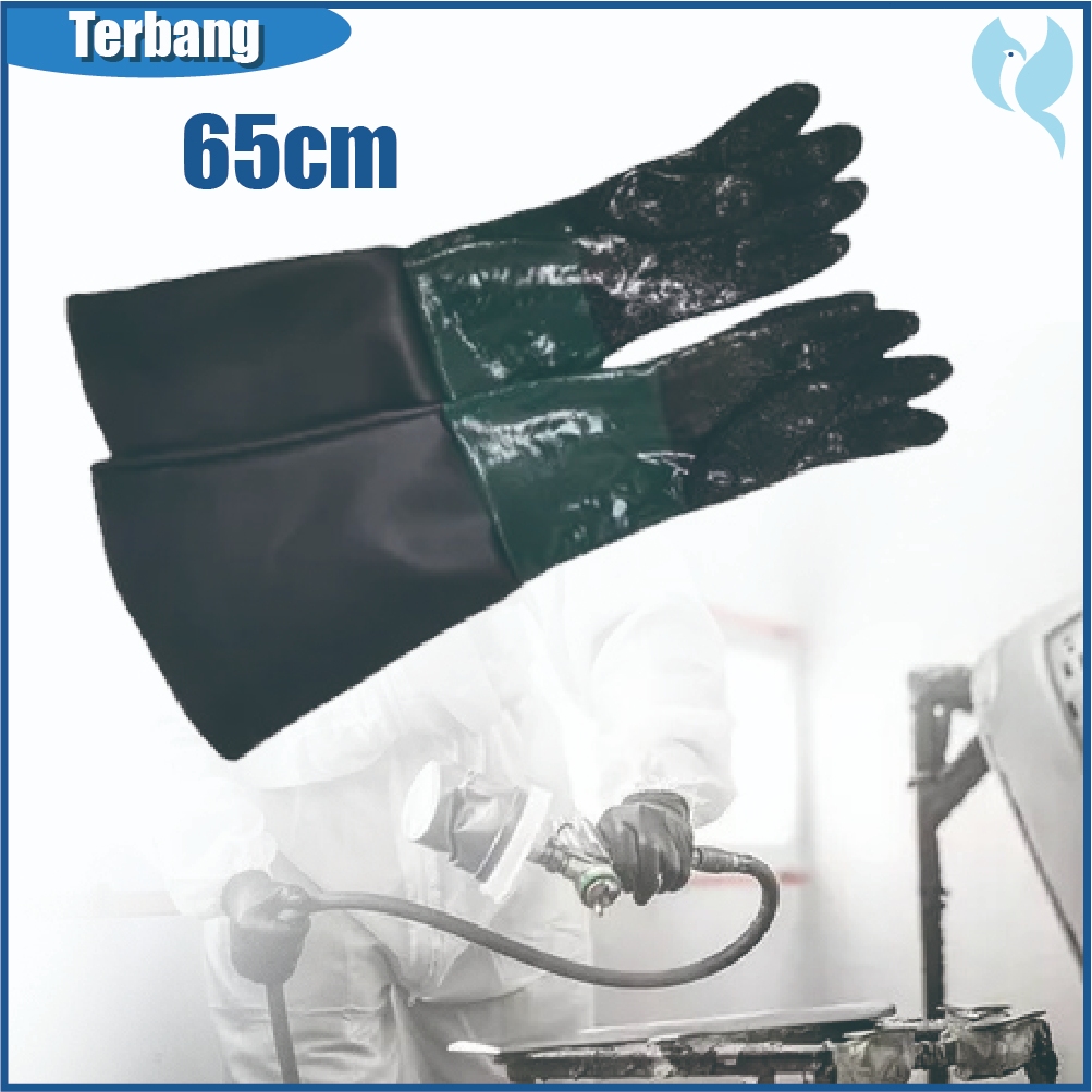 Sarung Tangan Vaporblasting 65cm Sarung Tangan Sanblasting Gloves Pelindung Sandblaster Sandblasting