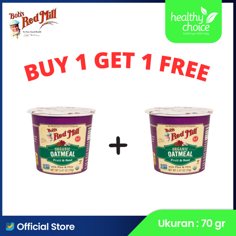 

BUY 1 GET 1 FREE Bob's Red Mill Gluten Free Organic Fruit And Seed Oatmeal Cup 12/2.47 Oz (Exp 19 Desember 2025)