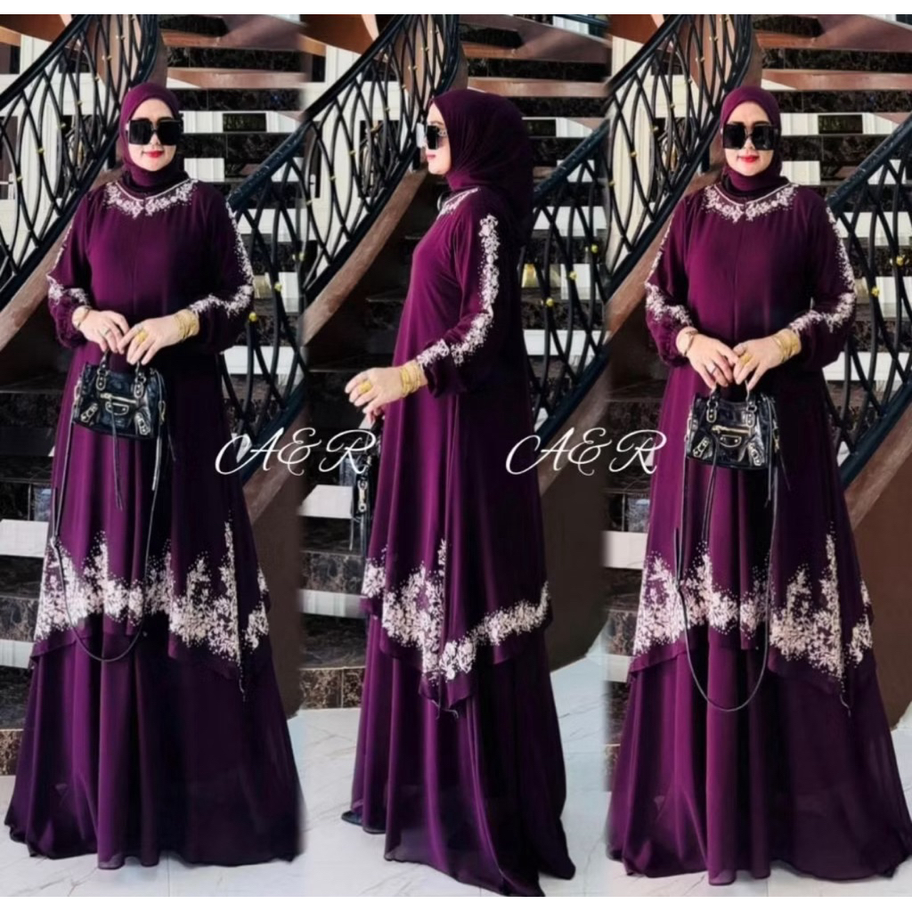 Jasmin Gamis bordir set Hijab Malaysia