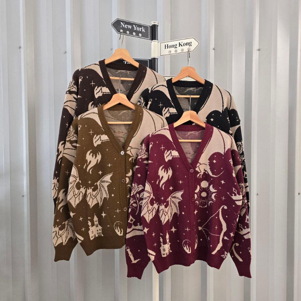 (COD) (SYUA PROJECT) DRAGON OUTER CARDIGAN RAJUT MOTIF BAT DRAGON FANTASY AESTHETIC