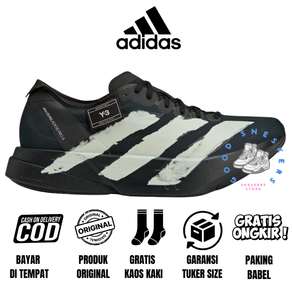 Sepatu Running Pria Adidas Adizero Adios Pro 4 Y 3 Yohji Yamamoto Black Off white Original