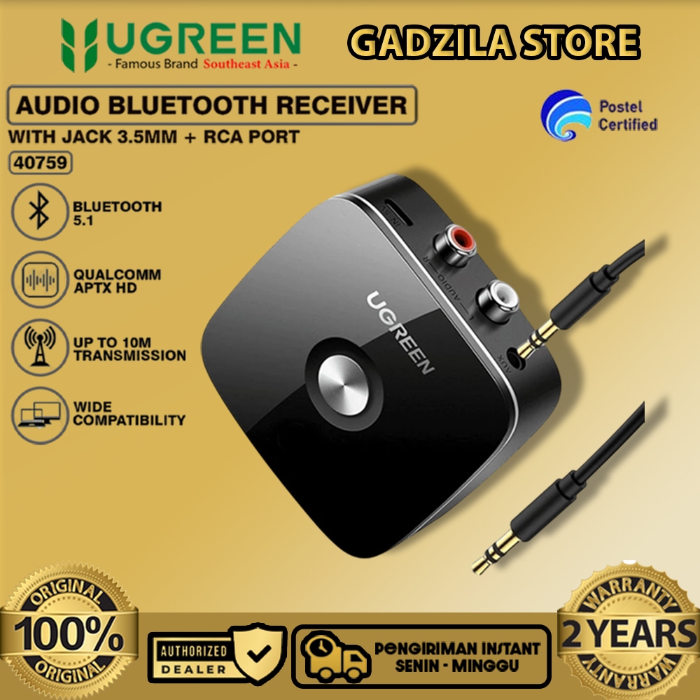 UGREEN Bluetooth Receiver 5.1 APTX 2RCA 3.5mm Aux Wireless Adapter