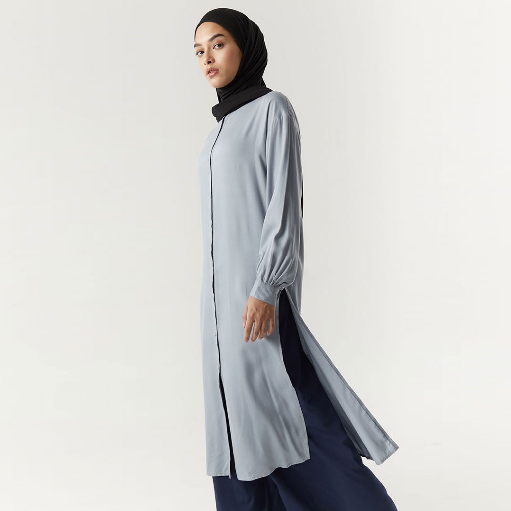 Tari By Aska Label - Tunik Rayon Kancing Lengan Panjang Warna Hitam, Coksu, Putih, Biru Navy, Lilac,