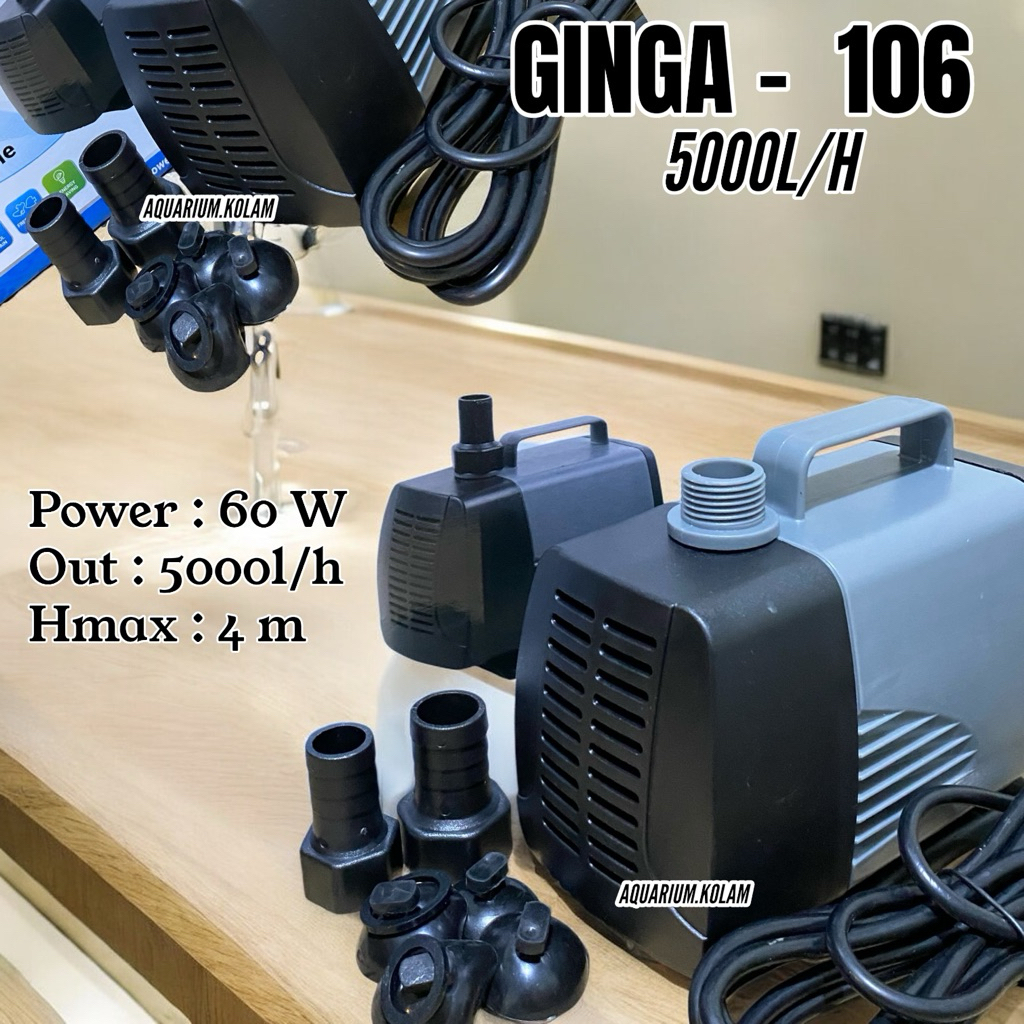 GINGA GA 106 5000L 60 WATT POMPA AIR CELUP AQUARIUM KOLAM LOW WATT IMPELLER FULL KRAMIK